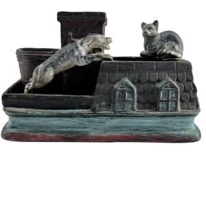 Vintage Rustic Dog Cat House Desk Caddy Holder Farmhouse Primitive Decor cottage